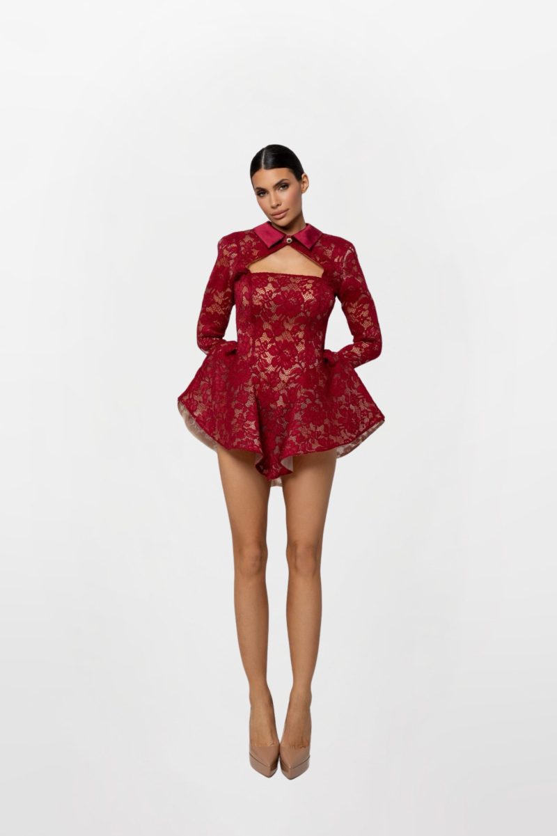 SCORPIO DRESS RED LACE