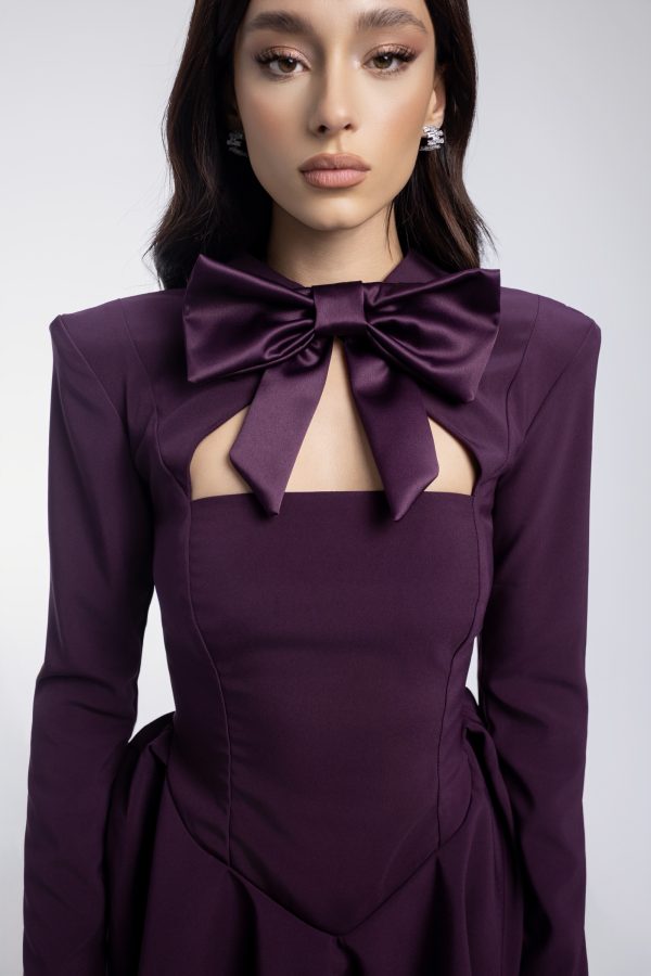 SCORPIO BOW DRESS PLUM
