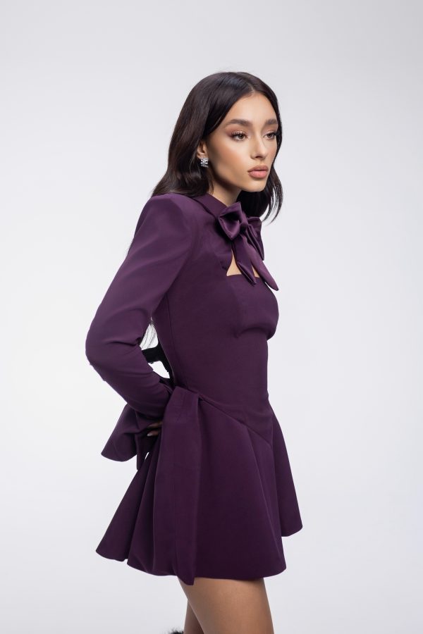 SCORPIO BOW DRESS PLUM